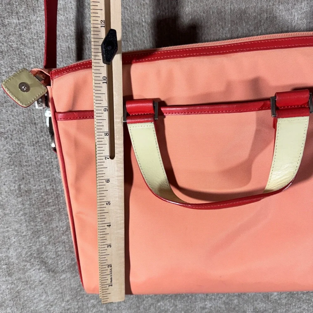 TUMI Nylon Messenger Bag Womens Orange Trim Laptop Travel Crossbody